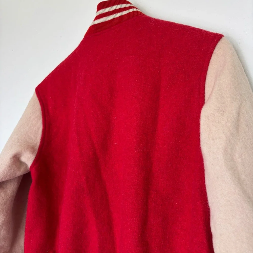 Crocodile Club Vintage Japanese Red Tan Varsity Letterman Jacket Size Medium